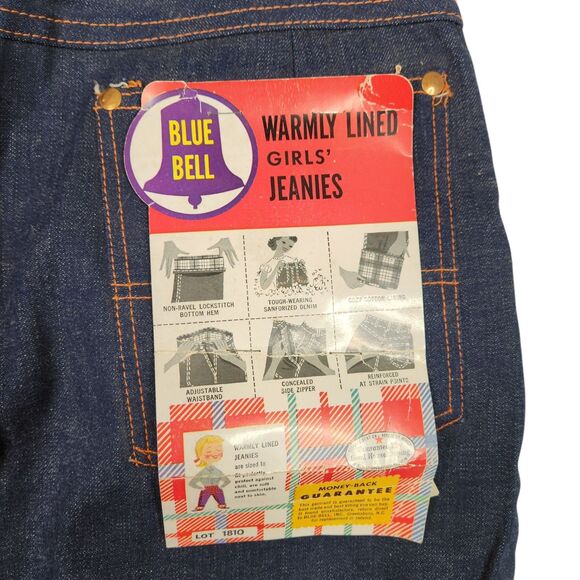 Vtg 40s 50s Jeanies By‎ BLUE BELL Jeans Girls' 12 Medium Warmly Lined Deadstock - Picture 9 of 11